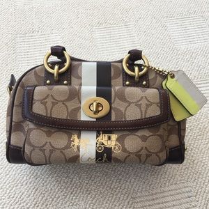 Coach mini satchel with vibrant lining